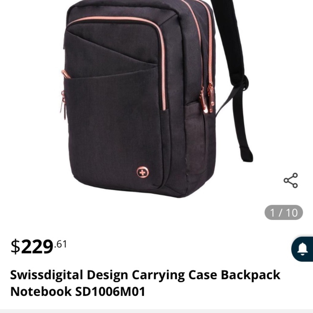 SwissDigital laptop bag w/built in charging port